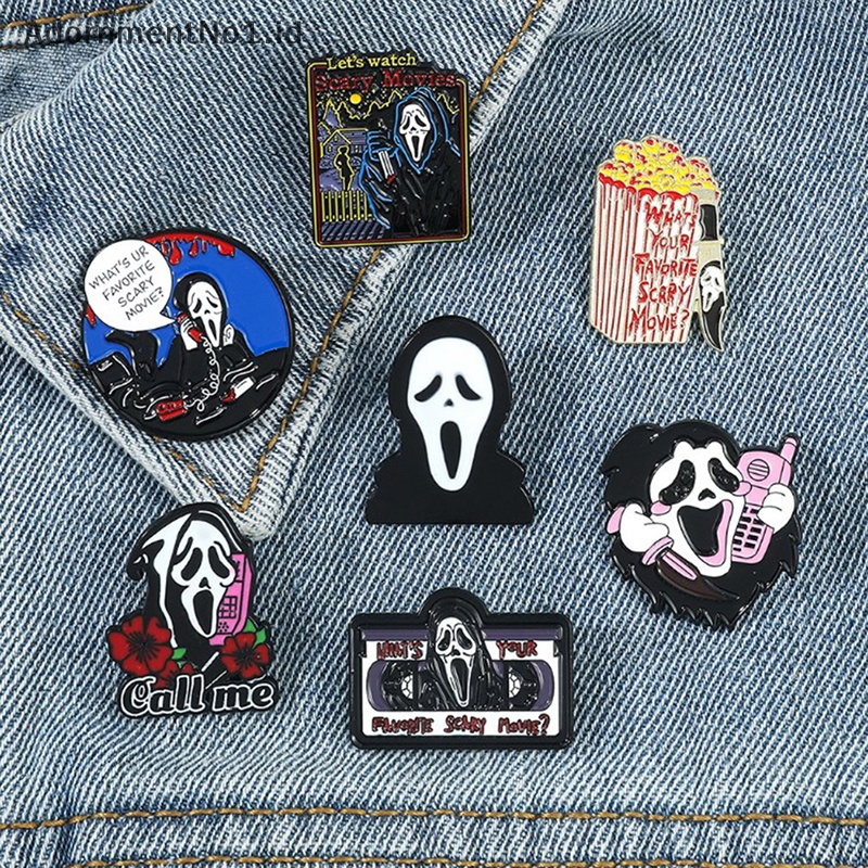 [AdornmentNo1] Fashion Berlebihan Gaya Punk Tanpa Wajah Laki-Laki Paduan Enamel Bros Kepribadian Lucu Tengkorak Dengan Lencana Pin Aksesoris Hadiah [ID]