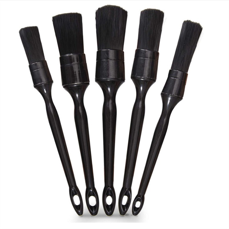 5pcs Sikat Detail Mobil Rambut Babi Hutan Alami Ac Detail Pembersih Mobil Cleaning Brush Multifungsi
