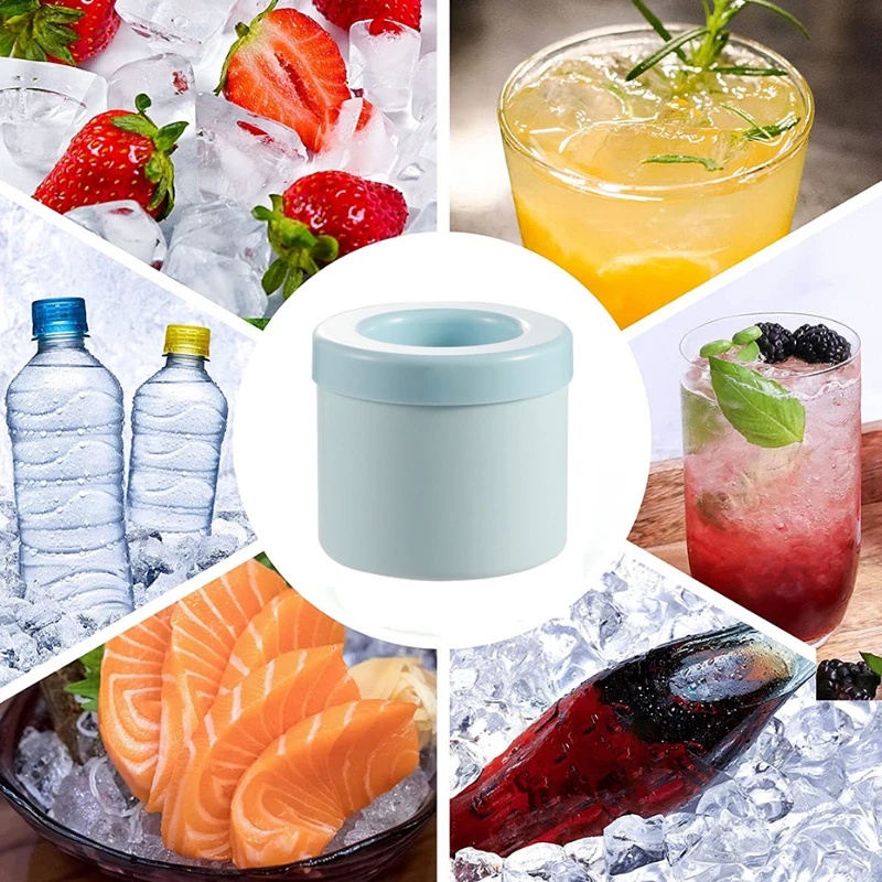 Kapasitas Tinggi Es Batu Membuat Tray Ice Bucket Cetakan Food Grade DIY Ice Ball Maker Cepat Membekukan Silikon Lemon Orange Silinder Cangkir Dengan Tutup Perlengkapan Rumah Aksesoris Dapur