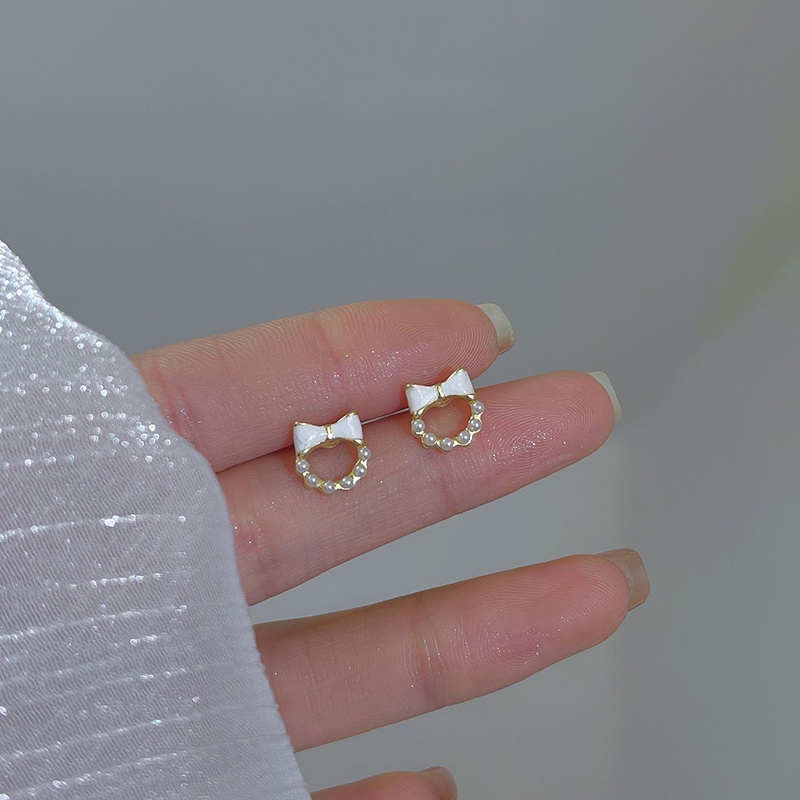 Anting Tusuk Fashion Alloy Mutiara Hati Bunga Untuk Wanita