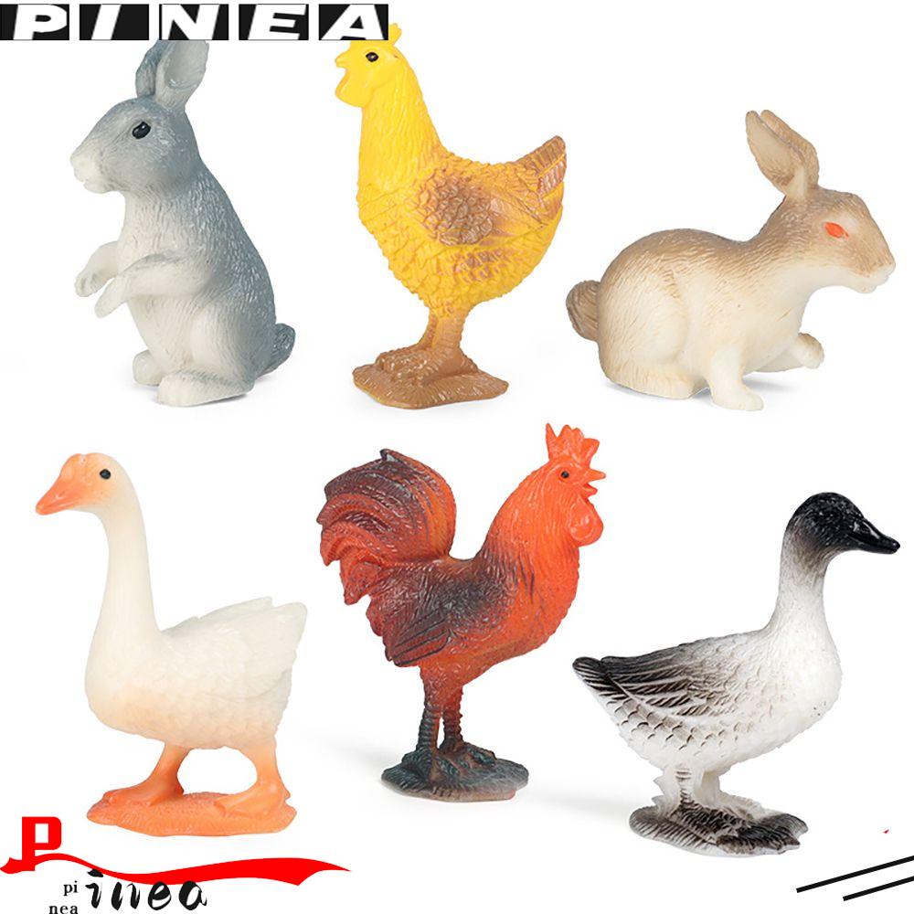 Nanas 6PCS/Set Model Unggas Manusia Hidup Koleksi Mainan Edukasi Lanskap Mikro Angsa Bebek Ayam