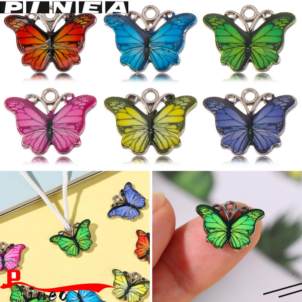 Nanas 10 Pcs Liontin Kupu-Kupu Mode Multicolor Enamel DIY Aksesoris Kalung Anting Kerajinan