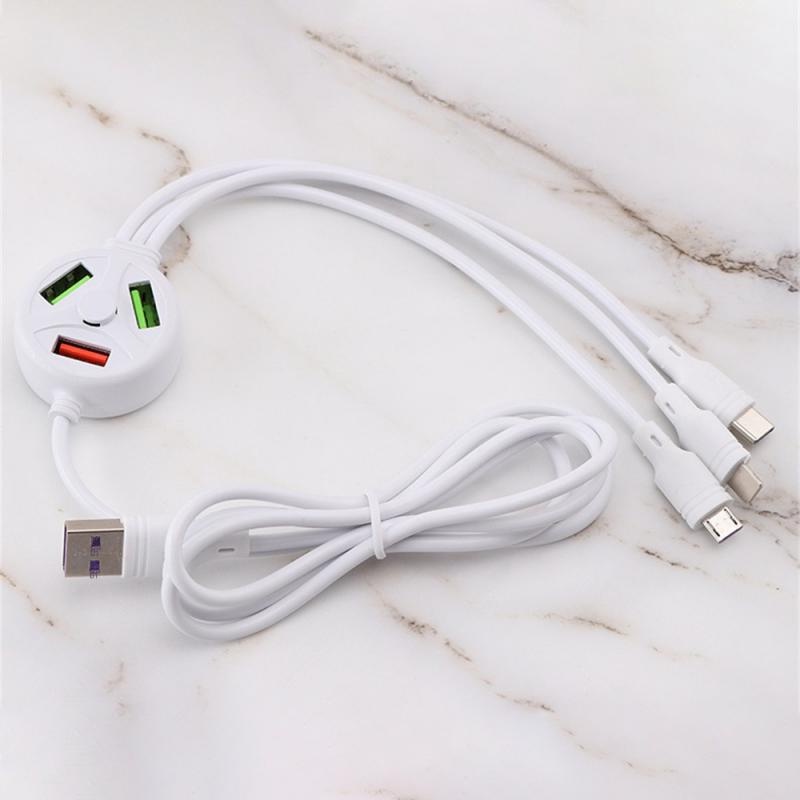 6in1 Data Transmisi Usb C Kabel 120cm Fast Charging Data Line Multi-Fungsi Kabel Data Ponsel Pengisian Cepat Portabel Stabil