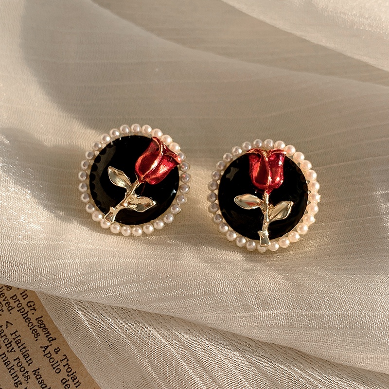 Anting High-End Desain Mewah Ringan Niche Mawar Retro Prancis