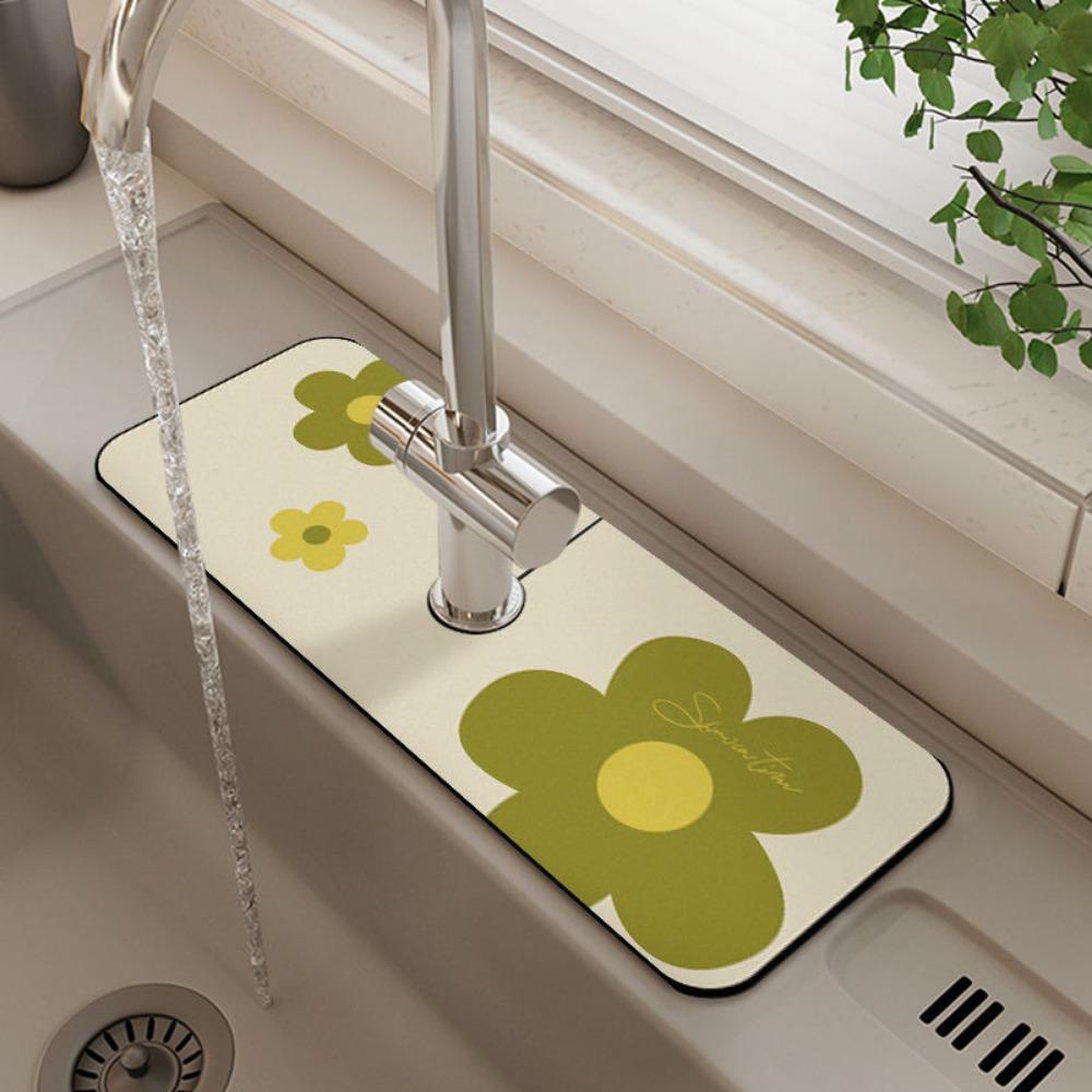 Lanfy Faucet Drain Pad Diatom Mud Gaya Eropa Rumah Tangga Untuk Kamar Mandi Dapur Meja Perlindungan Mat Non slip Faucet Mat