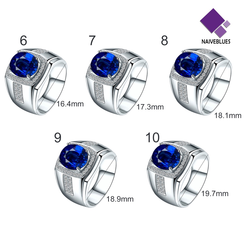 &lt; Naiveblues &gt; Mewah Pria Cubic Zirconia Rhinestones Bertatahkan Jari Cincin Perhiasan