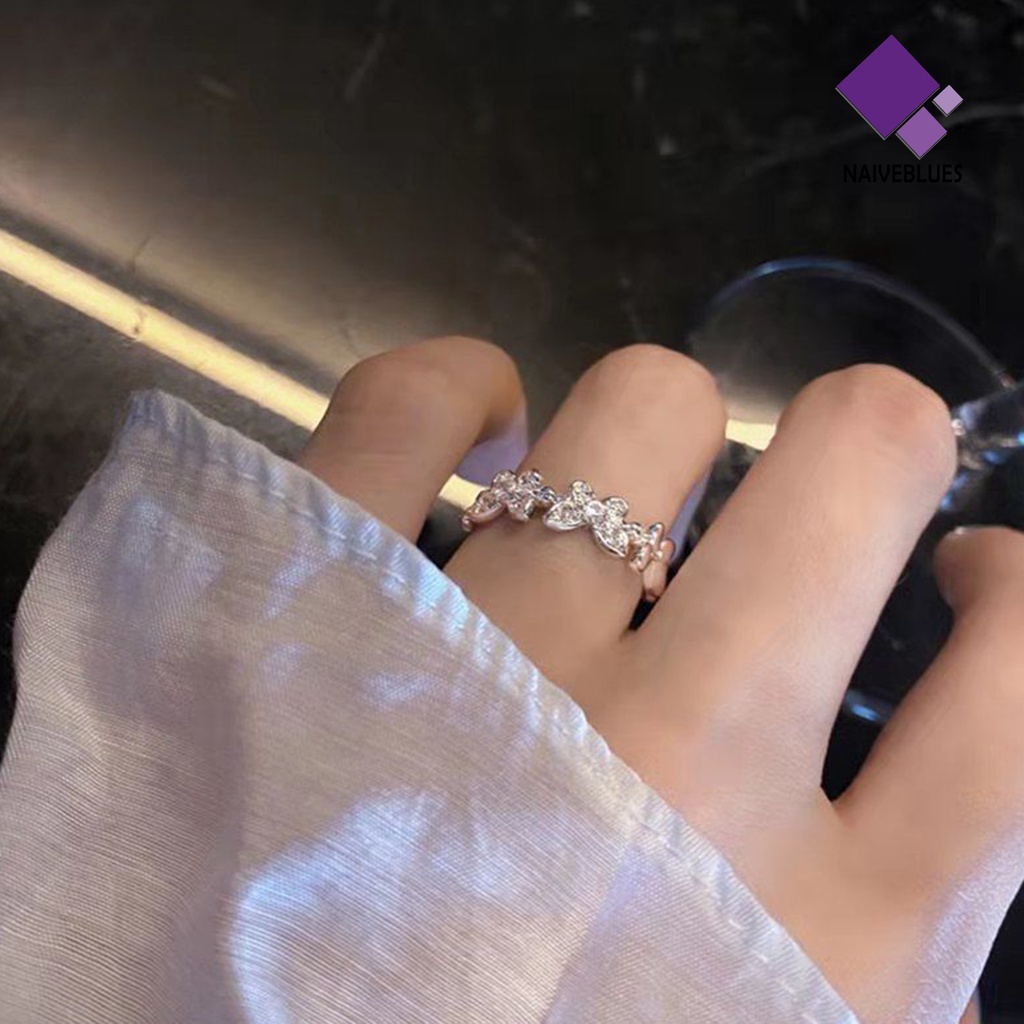 &lt; Naiveblues &gt; Cincin Jari Kupu-Kupu Pembukaan Perhiasan Adjustable Gaya Korea Ring Engagement