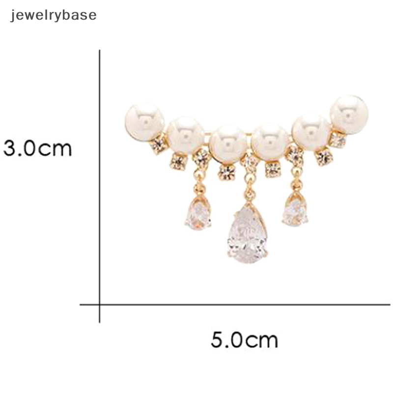 [jewelrybase] Fashion Mutiara Tetesan Air Berlian Imitasi Lapel Bros Pin Wanita Perhiasan Aksesoris Pesta Butik