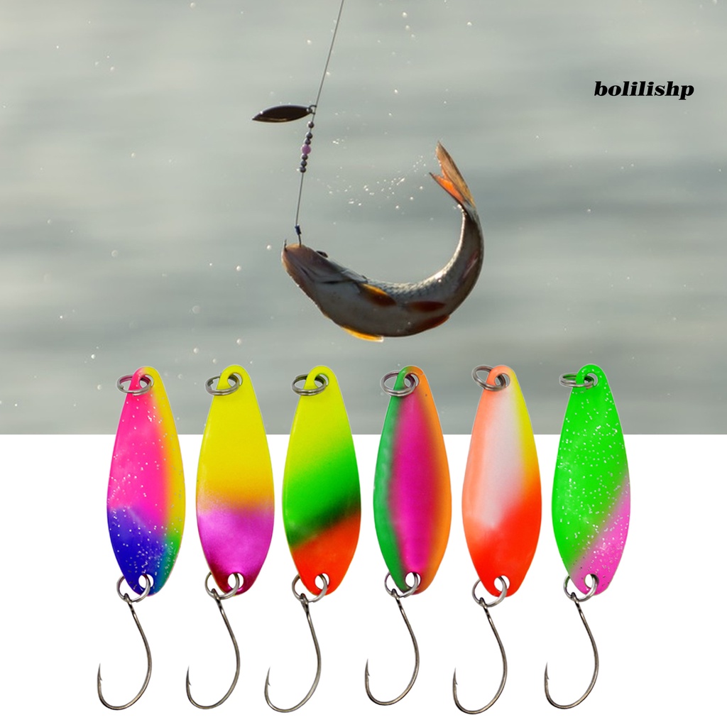 Bo-6pcs 5g/4cm Berwarna Sequin Semua Air Universal Tajam Kait Meningkatkan Tingkat Angling Willow Daun Buatan Umpan Payet Aksesoris Memancing