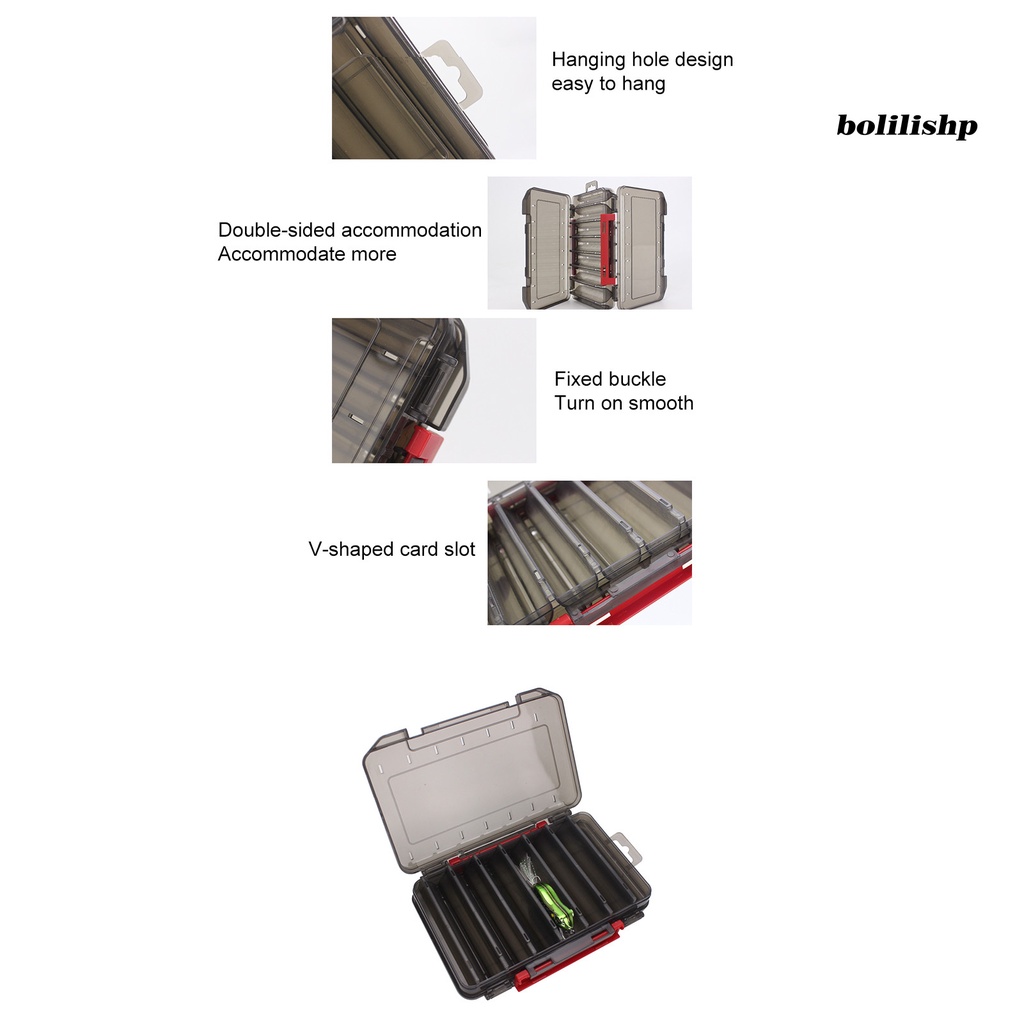 Bo-fishing Tackle Box Portable Tahan Aus Desain Lubang Gantung Universal Multifungsi Penyimpanan Alat Dua Sisi Umpan Umpan Kait Organizer Perlengkapan Memancing