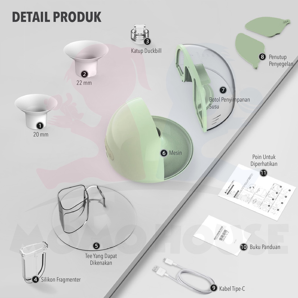 MOMO HOUSE Wearable Breastpump Pompa Asi Electric Tanpa Kabel Pompa Asi Handsfree Pompa Asi Elektrik  Pompa Asi Portable Handsfree