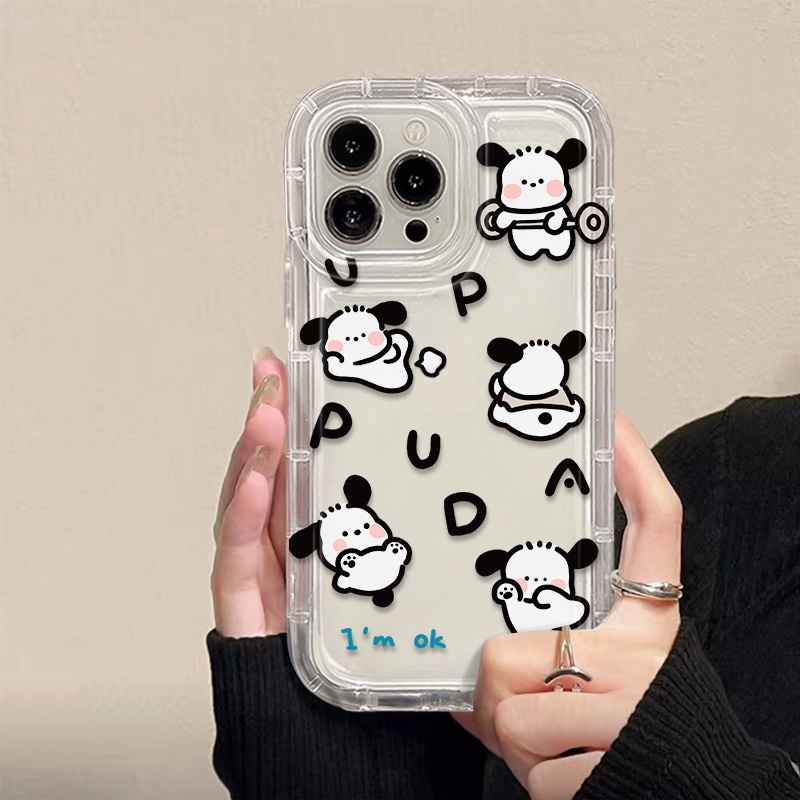 IPHONE Casing Ponsel Lembut Anjing Lucu Kompatibel Untuk Iphone14 13 12 11 Pro XS Max X XR 8 7 Plus Casing Silikon Transparan Shockproof TPU Cover