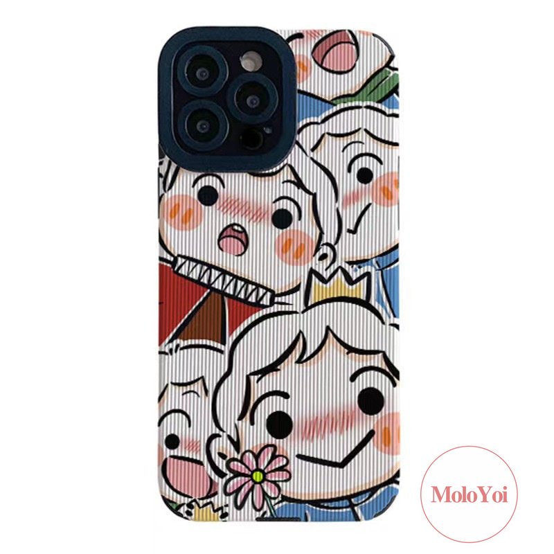 IPHONE Casing Ponsel Tahan Guncangan Tekstur Kulit Mewah Kompatibel Untuk Iphone11 Pro Max XR X XS Max 7Plus 11 14 13 12 Pro Max8 7 Plus Pangkat Kings Prince Boji Kartun Lembut Tpu Cover