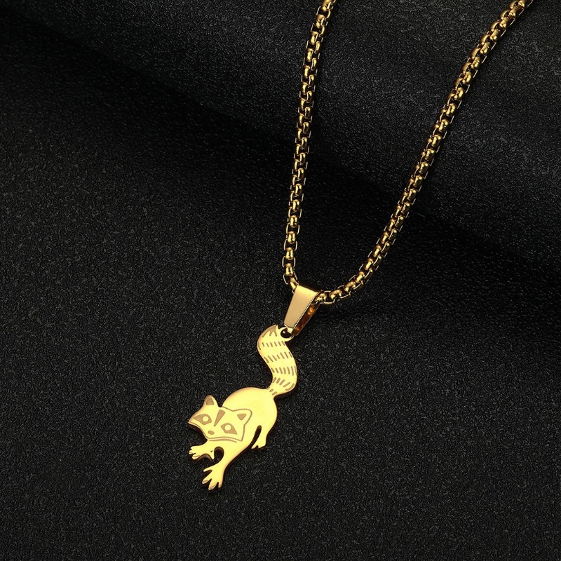 Zh Perhiasan Minimalis Wanita Stainless Steel Raccoon Liontin Fashion Kalung Hip Hop Aksesoris Pesta Ulang Tahun Hadiah Hari Valentine