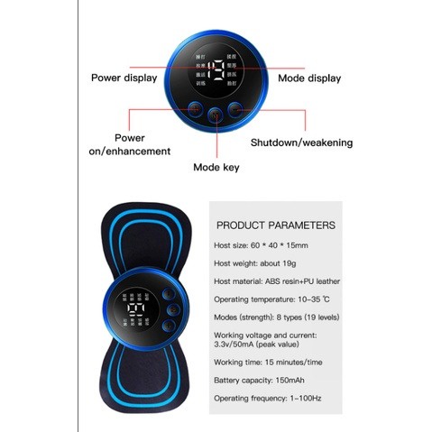 Alat Pijat Mini Tempel Punggung Leher  Elektrik Back Massage Portable