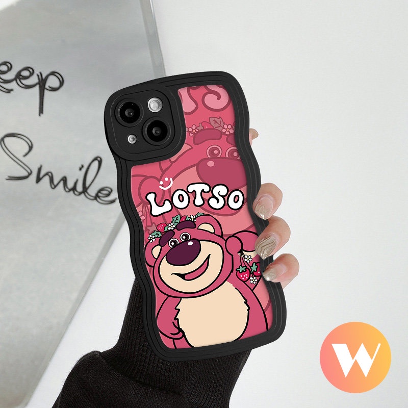 Cartoon Cute Lotso Strawberry Bear Case For Infinix Hot 12 9 11 10 Play Note 10 Pro 12 G96 Hot 11s 10s 10Lite 20 10 20s 8 9 12i 12 Pro Smart 4 5 6 Plus Soft Tpu Wavy Edge Cover