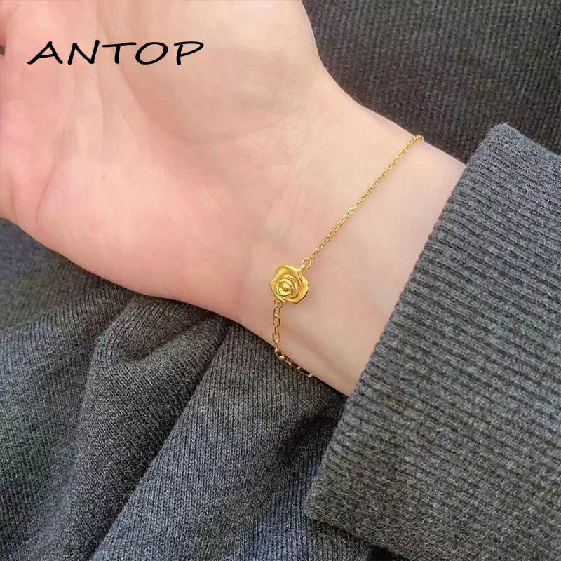 [antop] Rose Gelang Pasangan Ladybro Hadiah Ulang Tahun Gadis Elegan Bunga Gelang