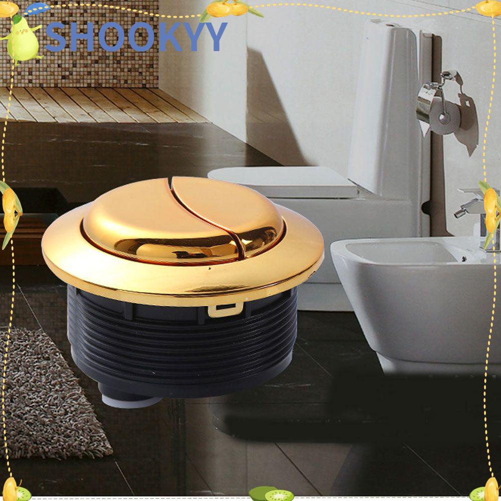 Chookyy Tombol Toilet Bentuk Bulat Klep Air Water Tank Aksesoris Gold