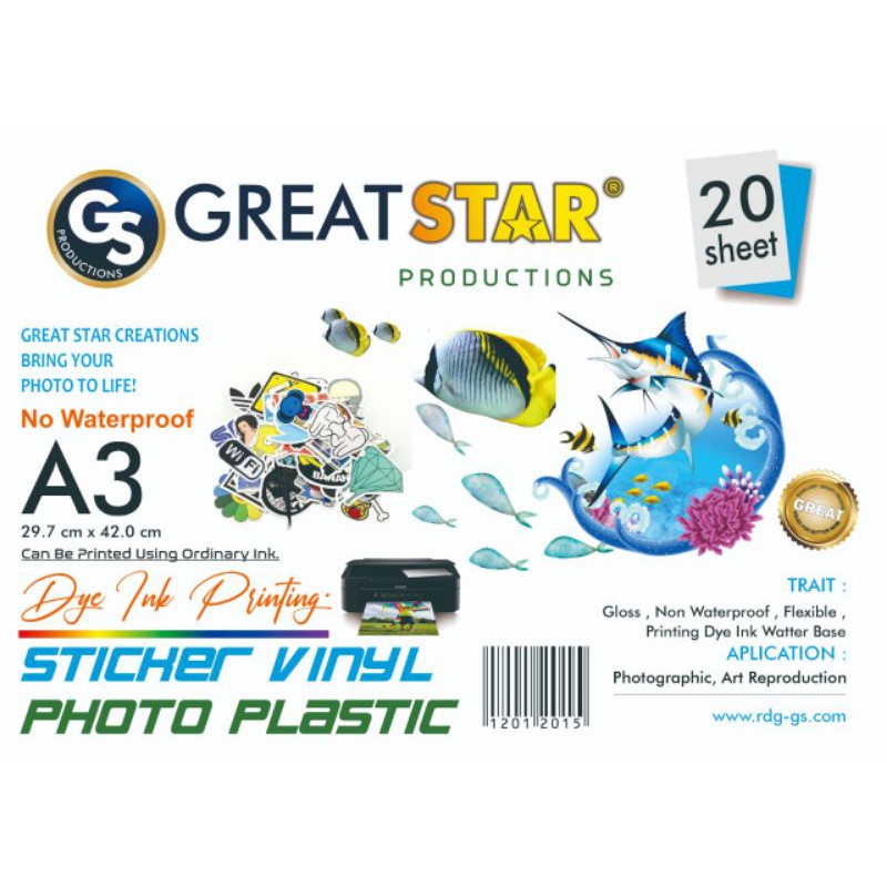 

Sticker vinyl A3-20 LEMBAR GREAT STAR