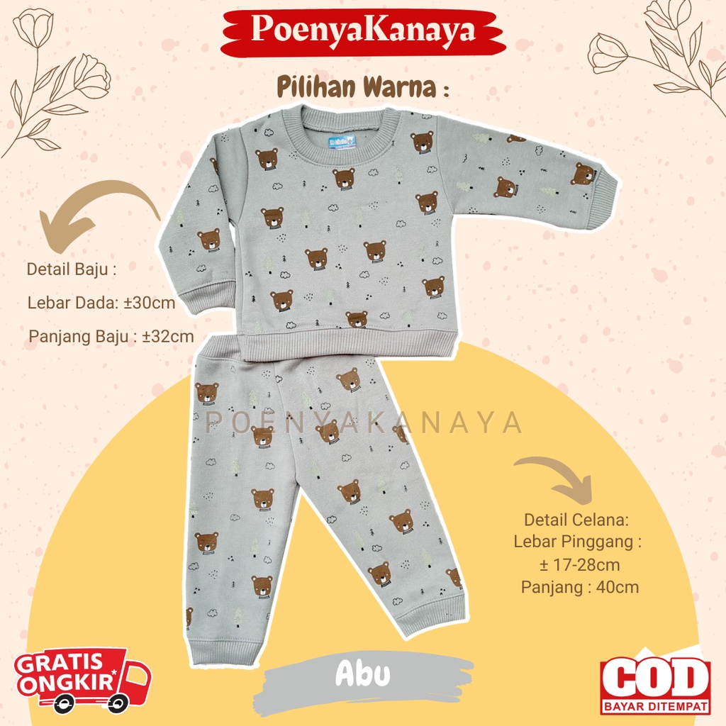 Setelan Sweater Jaket Bayi Anak Panjang FOREST BEAR HBc Size 6-18 Bulan SPY63