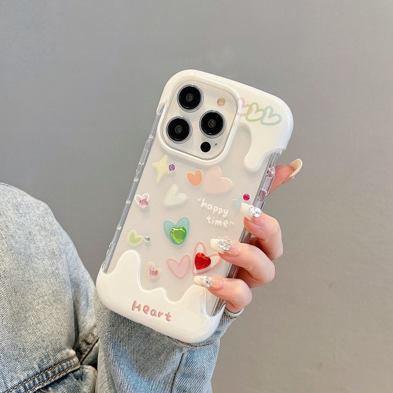 【3D Ice Cream】Shinny Star Love Cute Soft Case IPhone 7 8 Plus XR XS Max 11 12 13 14 Pro Max 14 Plus for Women Girl Gift Cartoon Lovely