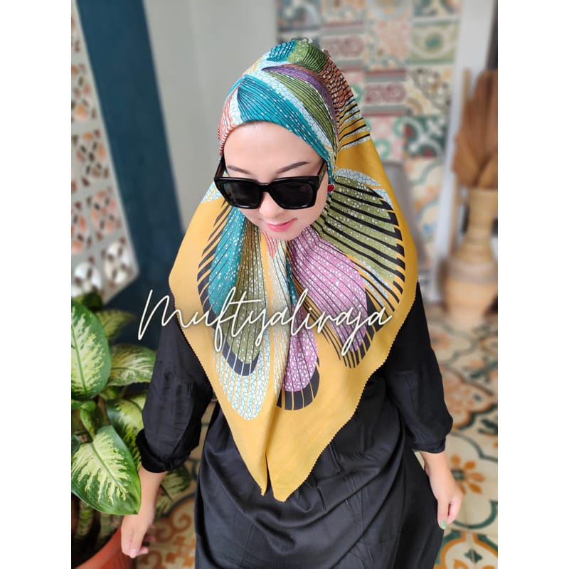 Karimake Hijab / Kerudung Segi Empat Voal Premium Printing Motif Pastel Perfection Laser Cut 110 x 110