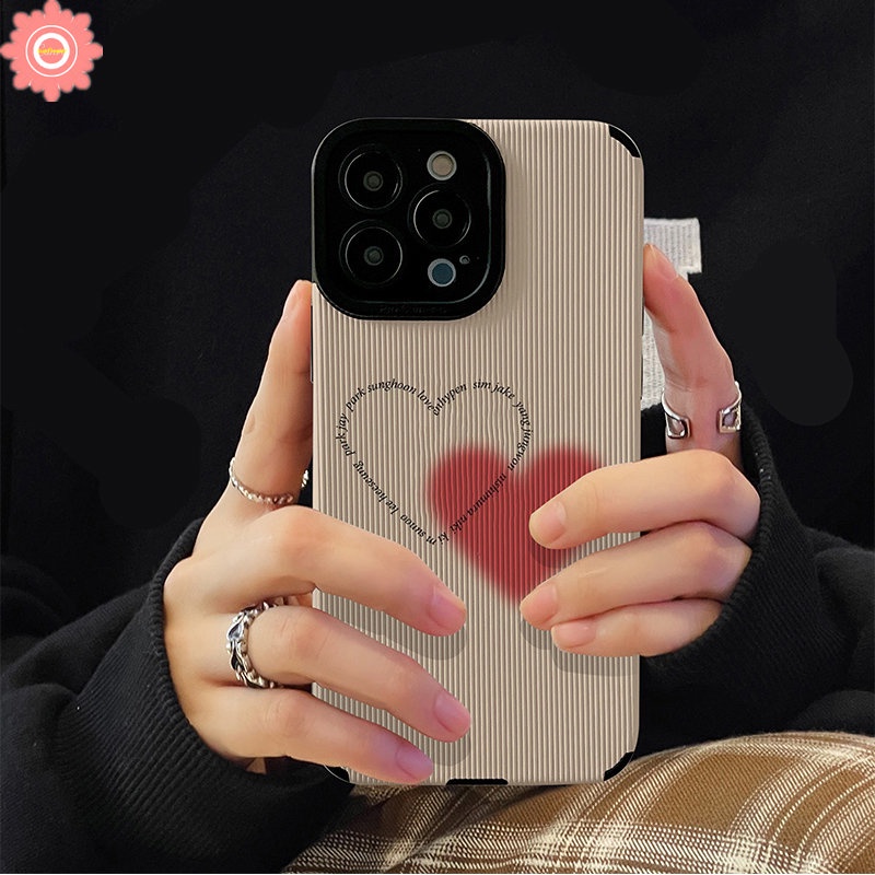 IPHONE Ins Cute Pink Love Heart Phone Case Kompatibel Untuk Iphone11 14 13 12 Pro Max7 8 Plus X XS Max XR Shockproof Leather Cover Pelindung Tpu Soft Cover