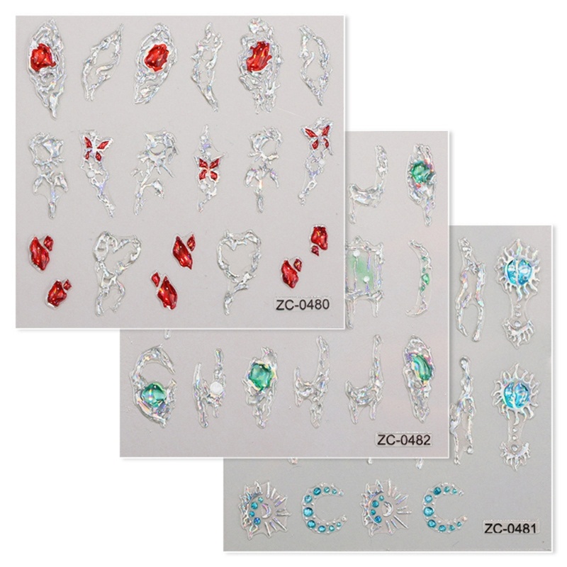 Sa Stiker Nail Art Stiker Kuku 5D Self-Adhesive Heart Nail Stickers Untuk Wanita