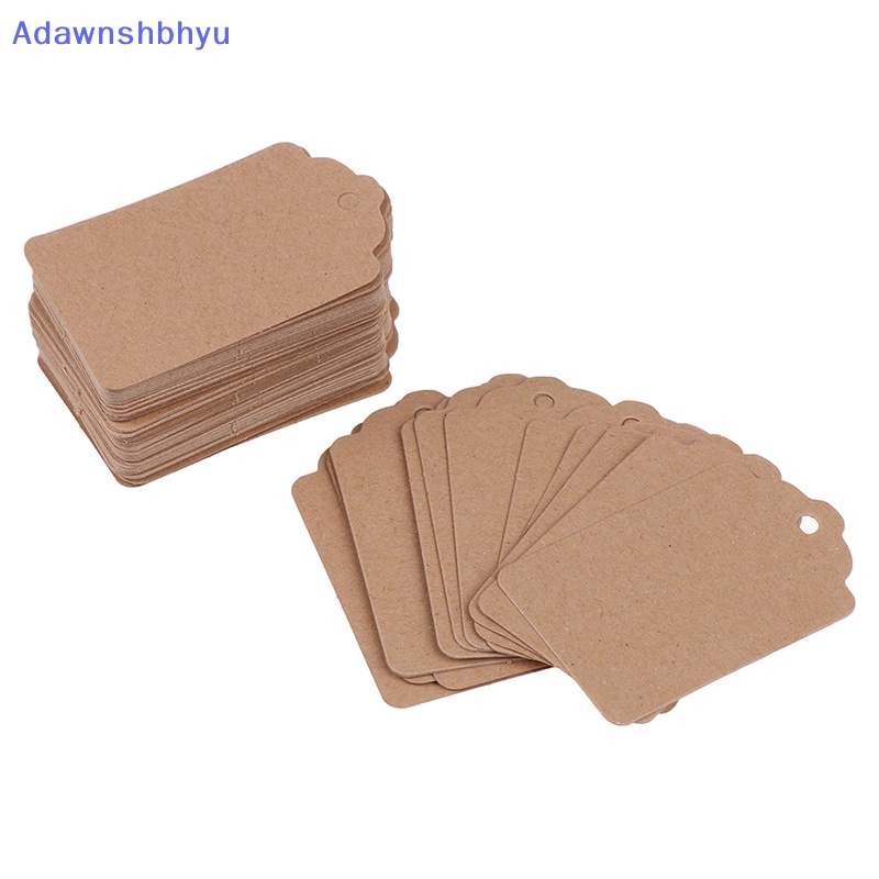 Adhyu 100Pcs Label Harga Perhiasan Kraft Kosong String Price Tag With String 20m ID