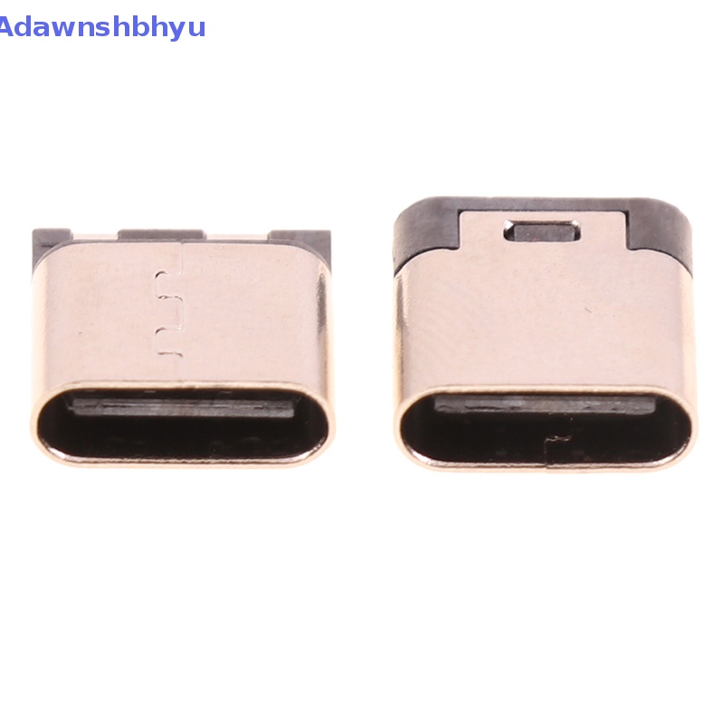 Adhyu 10pcs Type-C 2pin Solder Female 3A Soket Arus Tinggi Konektor USB ID