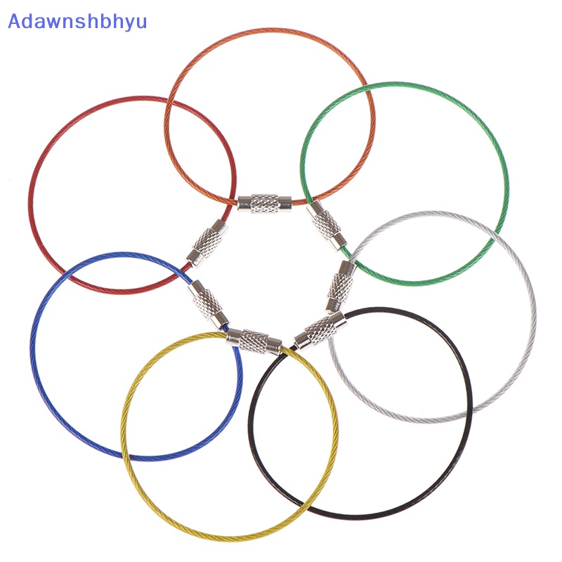 Adhyu 5pcs Gantungan Kunci Kawat Stainless Steel Outdoor Hiking Camping Cable Rope Keyring ID