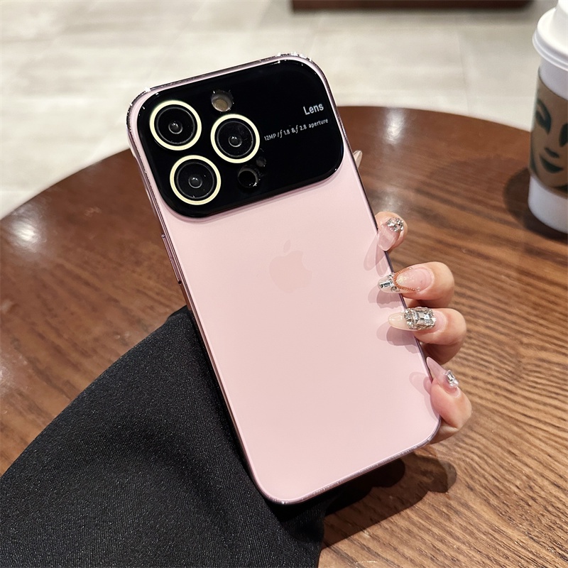 IPHONE Jendela Besar PC Frosted Built-in Lens Film Phone Case Iphone14 13 12 11 Pro Max14 Plus Sarung Case Shockproof