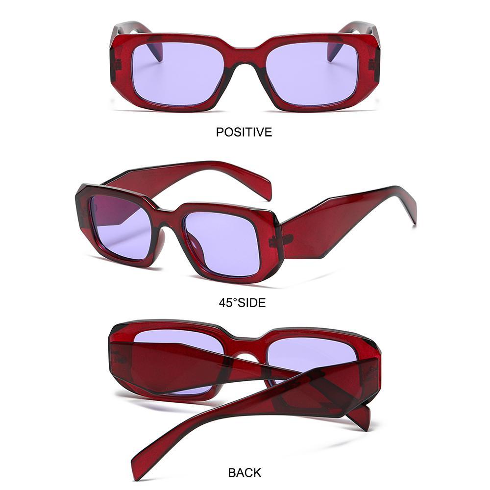 R-flower Rectangle Sunglasses Trendy Irregular Square Frame Kacamata Matahari