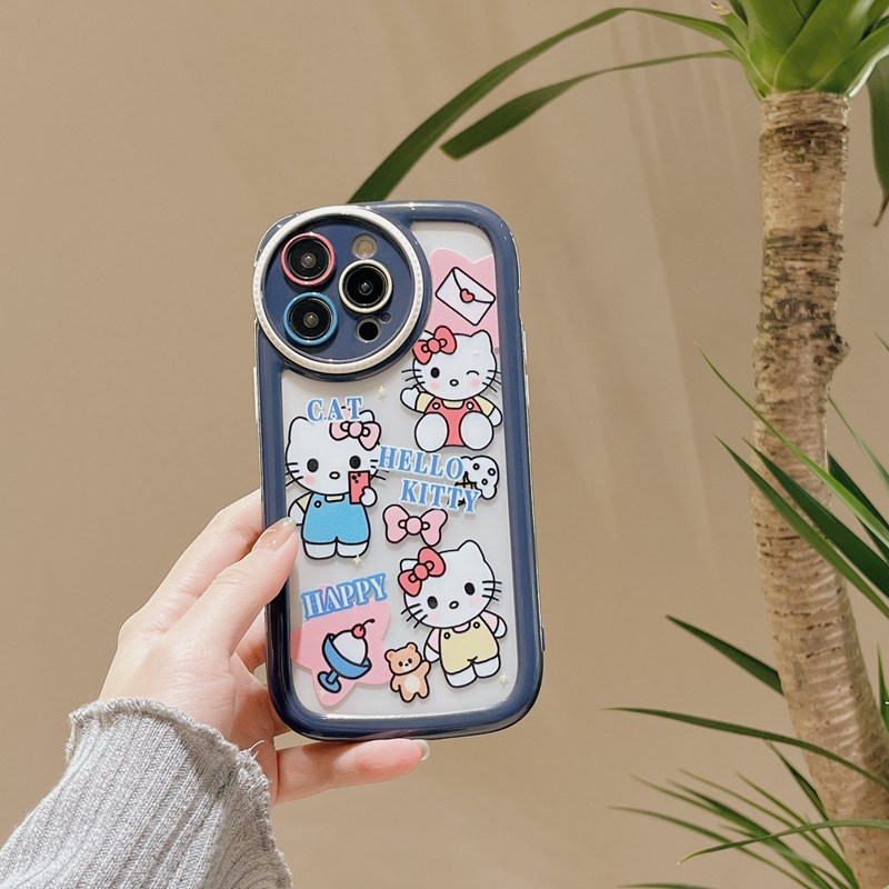 Camera Protect Cream Soft Case IPhone 11 13 12 14 PRO Max Phone Case for Women Girl Hello Kitty Cute