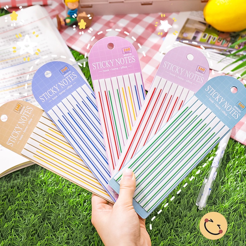 [Unggulan] 160pcs Transparan Sticky Note Colorful Underlining Index Tabs Bendera Stiker Notepad Penanda Halaman Strip Panjang Tipis Memo Pad Perlengkapan Alat Tulis Kantor Sekolah