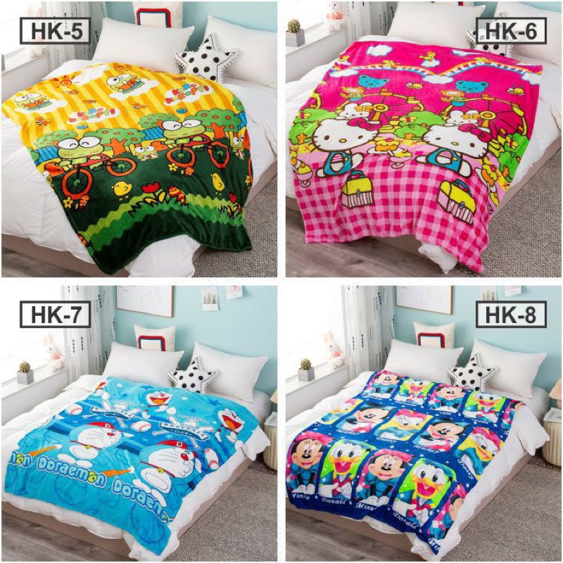 TERMURAH COD Selimut Bulu Halus Motif Karakter Lucu / Selimut Bulu Halus