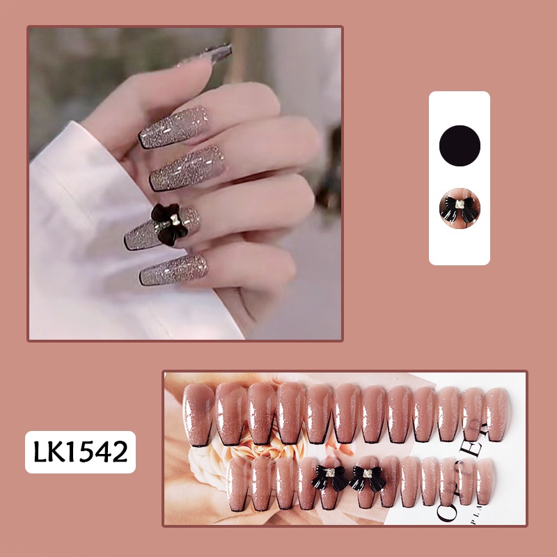 1542 24Pcs DIY Kuku Palsu French Cool Finger Nail Art Stiker Kuku Palsu