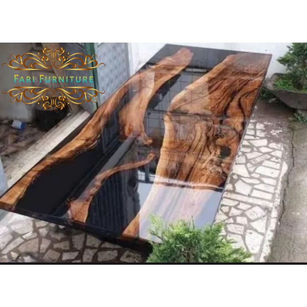 meja resin kayu jati furniture jepara