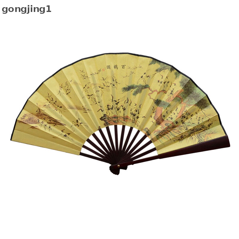 Ggg 1pcs Kipas Angin Lipat Imlek Motif Paing Polyester Fan Style Random ID