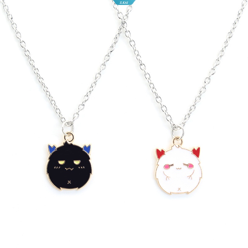 Kalung Hantu Hitam Dan Putih Halloween Hadiah Perhiasan Liontin Kepribadian Pacar Pasangan Kalung Dua Potong Hadiah Cowok Cewek [ZK]