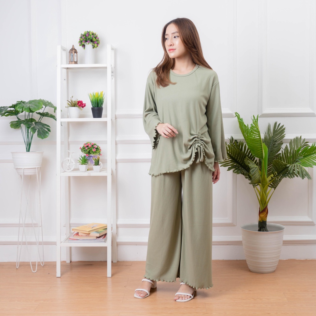 BEFAST - ZNF OOTD WANITA ONESET ASYANA / Namiya Set / Pakaian Casual Wanita Hijab / Fashion Remaja ABG Trendy / Setelan Wanita Model Terbaru / Outfit Daily Wanita / Set Atasan lengan panjang+Celana Kulot Panjang / Oneset Polos Terlaris