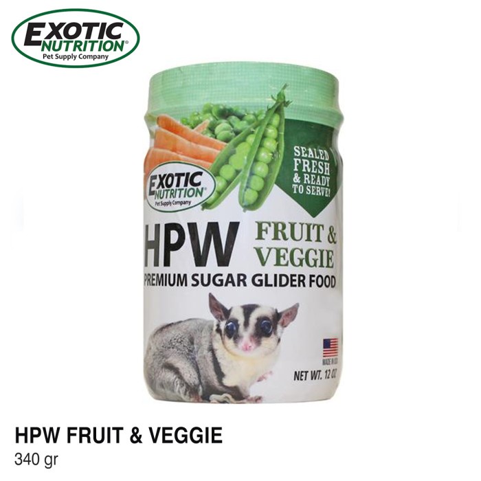 Exotic Nutrition HPW Fruit &amp; Veggie 340gr - Makanan Diet Sugar Glider