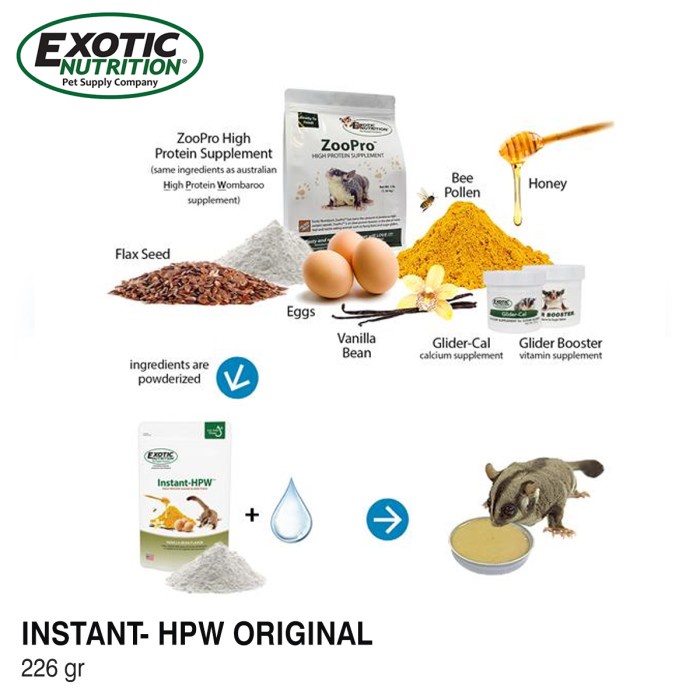 Exotic Nutrition Instant - HPW Original 226gr/ Snack Diet Sugar Glider