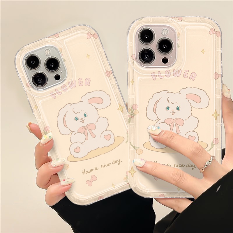 IPHONE Kelinci Lucu Soft Phone Case Kompatibel Untuk Iphone14 13 11 12 Pro XS Max X Xr7 +8 Plus Casing TPU Silikon Shockproof Cover