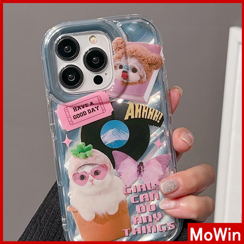 For iPhone 14 Pro Max iPhone Case Laser Reflective Clear Case TPU Soft Case Airbag Shockproof Butterfly Cat Compatible with iPhone 13 Pro max 12 Pro Max 11 xr xs max 7Plus 8Plus