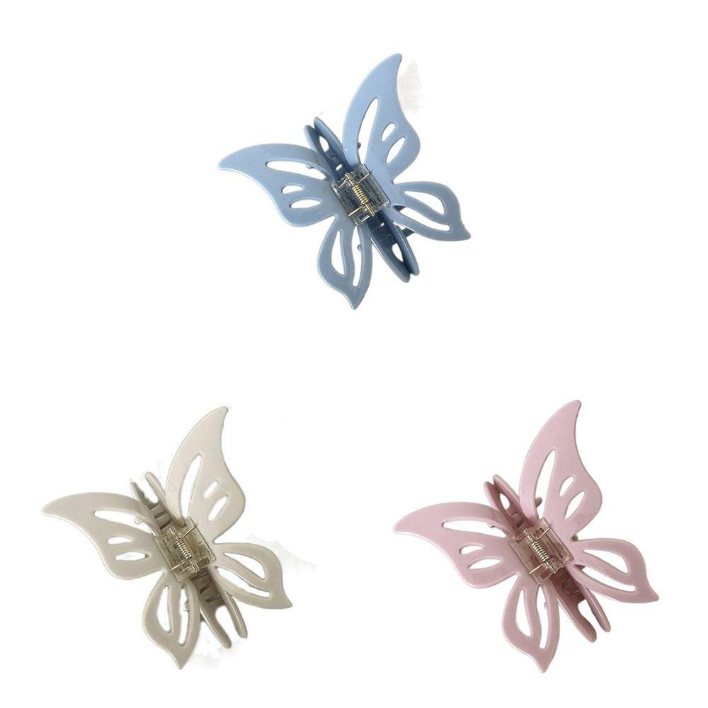 Needway   Butterfly Hair Claw Elegan Stylish Hiasan Kepala Jepit Rambut Hewan Perempuan Jepit Rambut Plastik Gaya Korea Besar Hairgrips