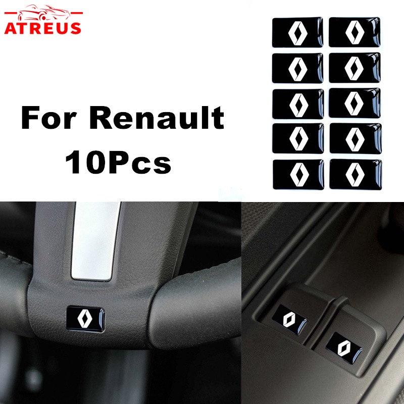 10pcs 3D Stiker Mobil Setir Pintu Jendela Saklar Tombol Lencana Dekorasi Aksesoris Mobil Untuk Renault Clio Fluence Duster Megane 2amplaso Kwid Logan Captur Indah Kiger Kole