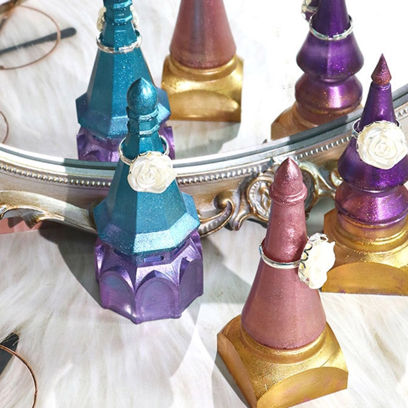 Siy 1pc 5Pcs DIY Epoxy Kristal Hari Kasih Sayang Castle Rings Holder Cetakan Untuk Sabun Lilin Holder Penyimpanan Perhiasan Home Deco