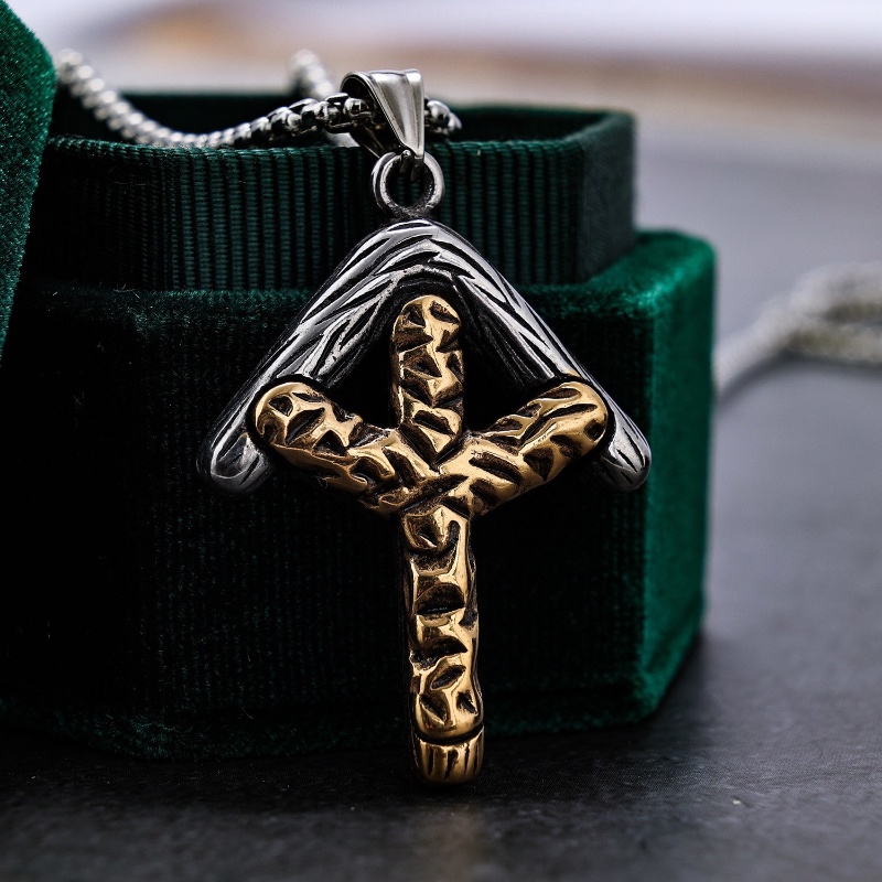 Z H Perhiasan Vintage Nordic Viking Rune Sanya Panah Liontin Fashion Pria Anti Karat Kalung Hip Hop Pesta Baja Titanium Perhiasan Aksesoris Grosir