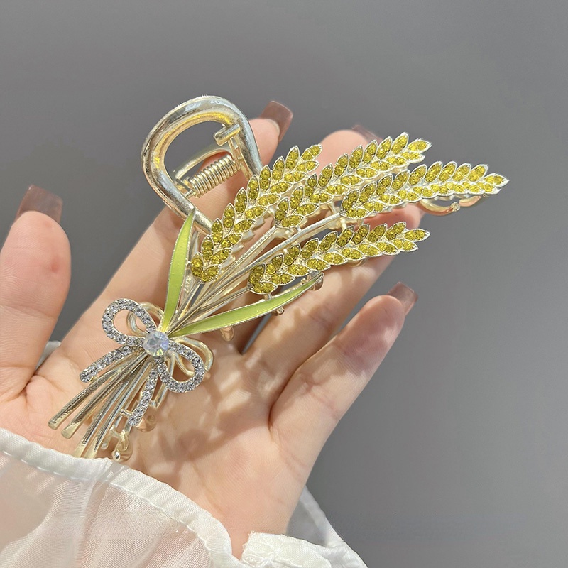 Alloy Shine Bling Yellow Wheat Hair Clip Hair Pin Untuk Wanita Perempuan Ekstensi Rambut Penjepit Aksesori Rambut